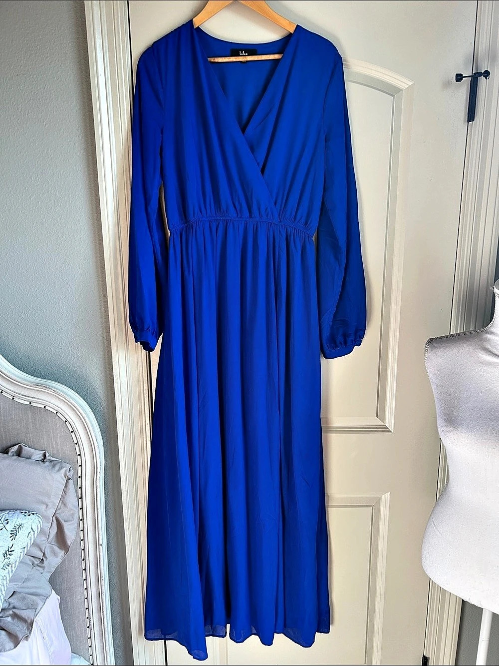 Lulus Wondrous Water Lilies Royal Blue Maxi Dress